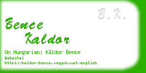 bence kaldor business card