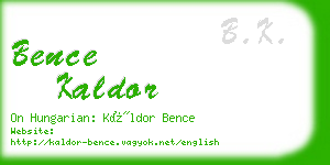 bence kaldor business card